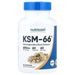 Вітамінно-мінеральний комплекс Nutricost Екстракт кореня ашваганди  600 мг  KSM 66  Ashwagandha Root Extract  60 ка (NCS67927)