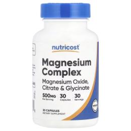 Вітамінно-мінеральний комплекс Nutricost Магнієвий комплекс  500 мг  Magnesium Complex  30 капсул (NCS57408)