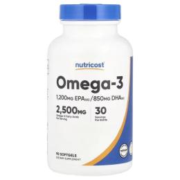 Вітамінно-мінеральний комплекс Nutricost Омега 3  Омега 3  90 мяких капсул (NCS57421)