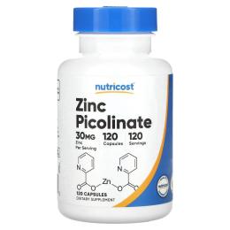 Вітамінно-мінеральний комплекс Nutricost Цинк піколінат  30 мг  Zinc Picolinate  120 капсул (NCS67353)