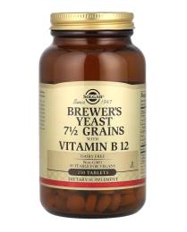 Вітамінно-мінеральний комплекс Solgar Пивні дріжджі з вітаміном B12, Brewers Yeast, 7 1/2 Grains with Vitamin B12, (SOL-00400)