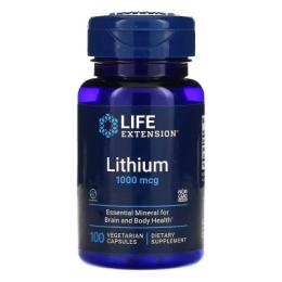 Мінерали Life Extension Літій, 1000 мкг, Lithium, 100 вегетаріанських капсул (LEX-24031)