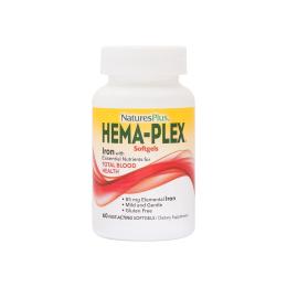 Мінерали Natures Plus Комплекс з залізом Hema-Plex, Iron, Natures Plus, 60 Мягких (NAP-37691)