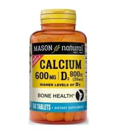 Мінерали Mason Natural Кальцій 600 мг з Вітаміном D3 800 МО, Calcium 600 mg з Vitamin D3 800 IU, 6 (MAV17135)