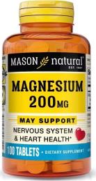 Мінерали Mason Natural Магній, 200 мг, Magnesium, 100 таблеток (MAV09611)