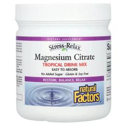 Вітаміни та мінерали Natural Factors Мінерали Natural Factors Магній цитрат у порошку, смак тропічних фруктів, Stress- (NFS-03542)