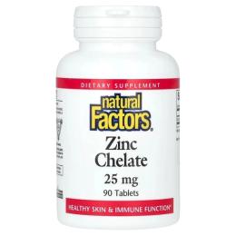 Вітаміни та мінерали Natural Factors Мінерали Natural Factors Хелатний Цинк, 25 мг, 90 таблеток (NFS-01683)