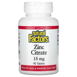 Вітаміни та мінерали Natural Factors Мінерали Natural Factors Цитрат цинку, Zinc Citrate, 15 мг, 90 таблеток (NFS-01678)
