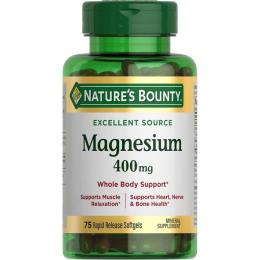 Мінерали Natures Bounty Магній, 400 мг, Magnesium, 75 гелевих капсул (NRT59408)