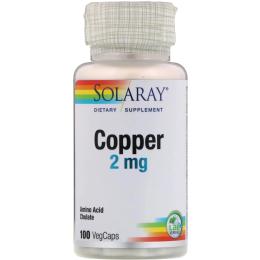 Вітамінно-мінеральний комплекс Solaray Мідь, Copper, 2 мг, 100 капсул (SOR-45931)