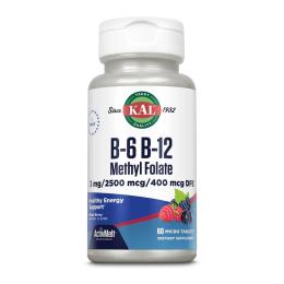 Вітамінно-мінеральний комплекс KAL B6 B12 Methyl Folate - 60 tabs Mixed Berry (2023-10-4415)