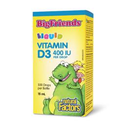 Вітаміни та мінерали Natural Factors BigFriends Liquid Vitamin D3 400 IU - 15ml (2023-10-6555)