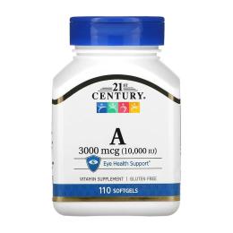 Вітамінно-мінеральний комплекс 21st Century A 3000 mcg (10,000 IU) - 110 softgels (2023-10-7041)