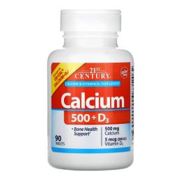 Вітамінно-мінеральний комплекс 21st Century Calcium 500 mg + D3 - 90 tabs (2023-10-7087)