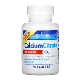 Вітамінно-мінеральний комплекс 21st Century Calcium Citrate + D3 - 75 tabs (2023-10-7072)