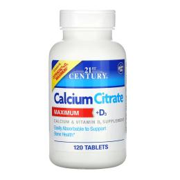 Вітамінно-мінеральний комплекс 21st Century Calcium Citrate + D3 Max - 120 tabs (2023-10-7119)