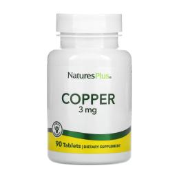 Вітамінно-мінеральний комплекс  Natures Plus Copper 3 mg - 90 tabs (2023-10-2362)