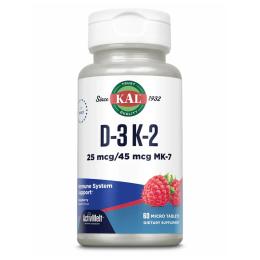 Вітамінно-мінеральний комплекс KAL D3 &amp; K2 25mcg - 60 tabs Raspberry (2022-10-0997)