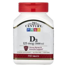 Вітамінно-мінеральний комплекс 21st Century D3 125 mcg (5000 IU) - 110 tabs (2023-10-7050)