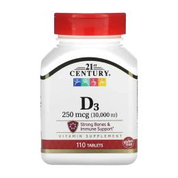 Вітамінно-мінеральний комплекс 21st Century D3 250 mcg (10,000 IU) - 110 tabs (2023-10-7052)