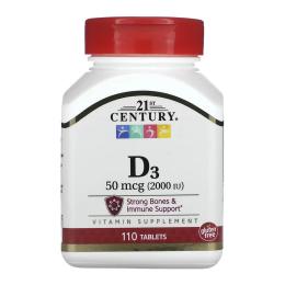 Вітамінно-мінеральний комплекс 21st Century D3 50 mcg (2000 IU) - 110 tabs (2023-10-7047)