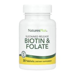 Вітамінно-мінеральний комплекс  Natures Plus Biotin &amp; Folate - 30 tabs (2023-10-6825)