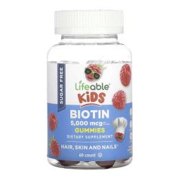 Вітаміни та мінерали Lifeable Biotin 5,000mcg Kids Sugar Free - 60 gummies (2023-10-7294)