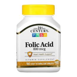 Вітамінно-мінеральний комплекс 21st Century Folic Acid 800 mcg - 180 tabs (2023-10-7094)