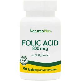 Вітамінно-мінеральний комплекс  Natures Plus Folic Acid 800mcg - 90 tabs (2023-10-3227)
