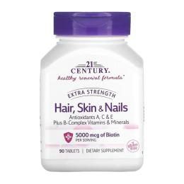 Вітамінно-мінеральний комплекс 21st Century Hair, Skin &amp; Nails Extra Strength - 90 tabs (100-92-4558604-20)