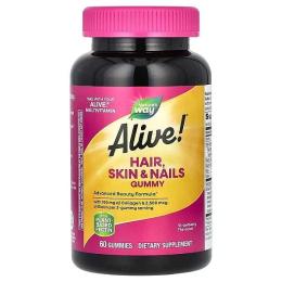 Вітамінно-мінеральний комплекс Natures Way Hair, Skin and Nails with Collagen - 60 gummies Strawberry (2022-10-0603)