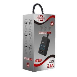 Мережевий фільтр Voltronic ТВ-Т05 Black 4 USB, 1.5 м, перетин 3х0, 75мм, 2.1А