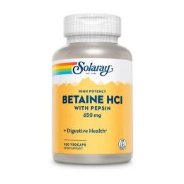 Натуральна добавка і екстракт Solaray Betaine HCL with pepsin 650 mg (100 veg caps) (19369-01)