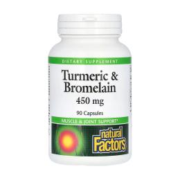 Натуральна добавка і екстракт Natural Factors Turmeric &amp; Bromelain 450mg - 90 caps (2023-10-5744)