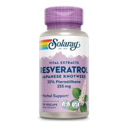 Натуральна добавка і екстракт Solaray Super Resveratrol with Pterost 250mg - 30 vcaps (2023-10-7166)