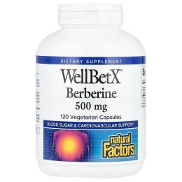 Натуральна добавка і екстракт Natural Factors WellBetX Berberine 500mg - 120 vcaps (2023-10-3833)