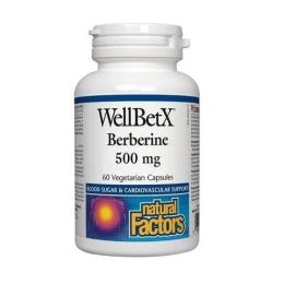 Натуральна добавка і екстракт Natural Factors WellBetX Berberine 500mg - 60 vcaps (2023-10-4053)