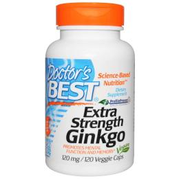 Трави Doctors BEST Супер Сильний Екстракт Гінкго 120мг, Profile Proven, 120 гелевих капсул (DRB-00091)