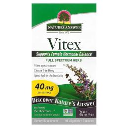 Трави Natures Answer Вітекс, 40 мг, Vitex, Agnus-Castus Chaste Tree Berry, 90 вегетаріанських капсул (NTA-16354)