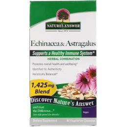 Трави Natures Answer Ехінацея та астрагал, Echinacea &amp; Astragalus, 90 вегетаріанських капсул (NTA16047)