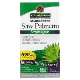 Трави Natures Answer З Пальметто, 690 мг, Saw Palmetto, Standardized, 120 вегетаріанських капсул (NTA-16431)