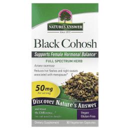 Трави Natures Answer Клопогон, 50 мг, Black Cohosh, Full Spectrum Herb, 90 вегетаріанських капсул (NTA-16126)