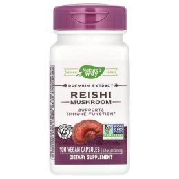 Трави Natures Way Гриби Рейша, Reishi, Standardized, 376 mg, 100 капсул (NWY-62700)