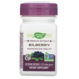 Трави Natures Way Чорниця, преміум екстракт, Bilberry, Premium Extract, 60 вегетаріанських капсул (NWY-60500)