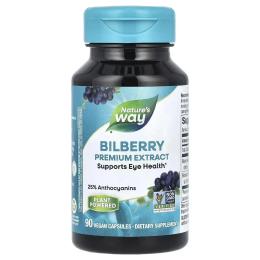 Трави Natures Way Чорниця, преміум екстракт, Bilberry, Premium Extract, 90 вегетаріанських капсул (NWY-60510)