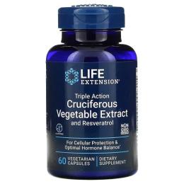 Натуральна добавка і екстракт Life Extension Cruciferous Vegetable Extract with Resveratrol, 60 капсул (LEX-14696)