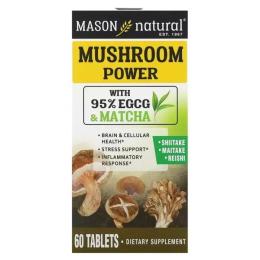 Трави Mason Natural Гриби для Здоровя мозку та клітин, Mushroom Power, 60 таблеток (MAV-18465)