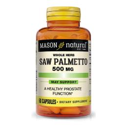 Трави Mason Natural Пальметто 500 мг, Здоровя простати, Saw Palmetto, 60 капсул (MAV11515)