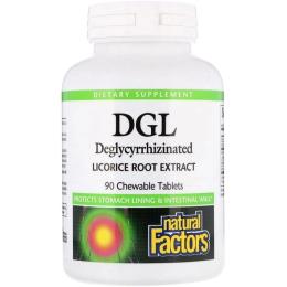 Натуральна добавка і екстракт Natural Factors кореня солодки дегліцирризінований, DGL, Deglyc (NFS-04508)