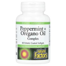 Трави Natural Factors Олія перцевої мяти, орегано та кмину, Peppermint+Oregano Oil Complex (NFS-03516)